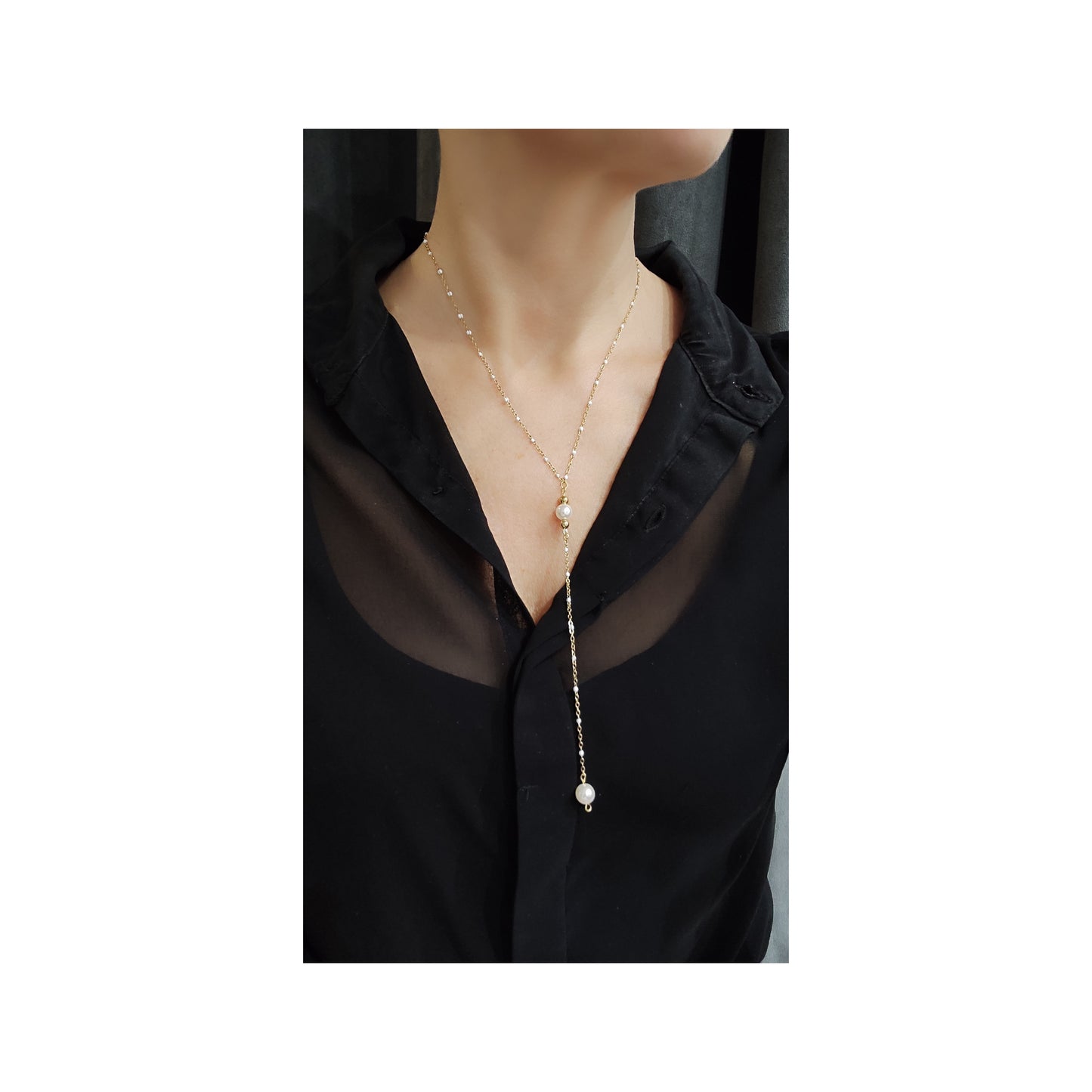 Collier en Y perles d'eau douce