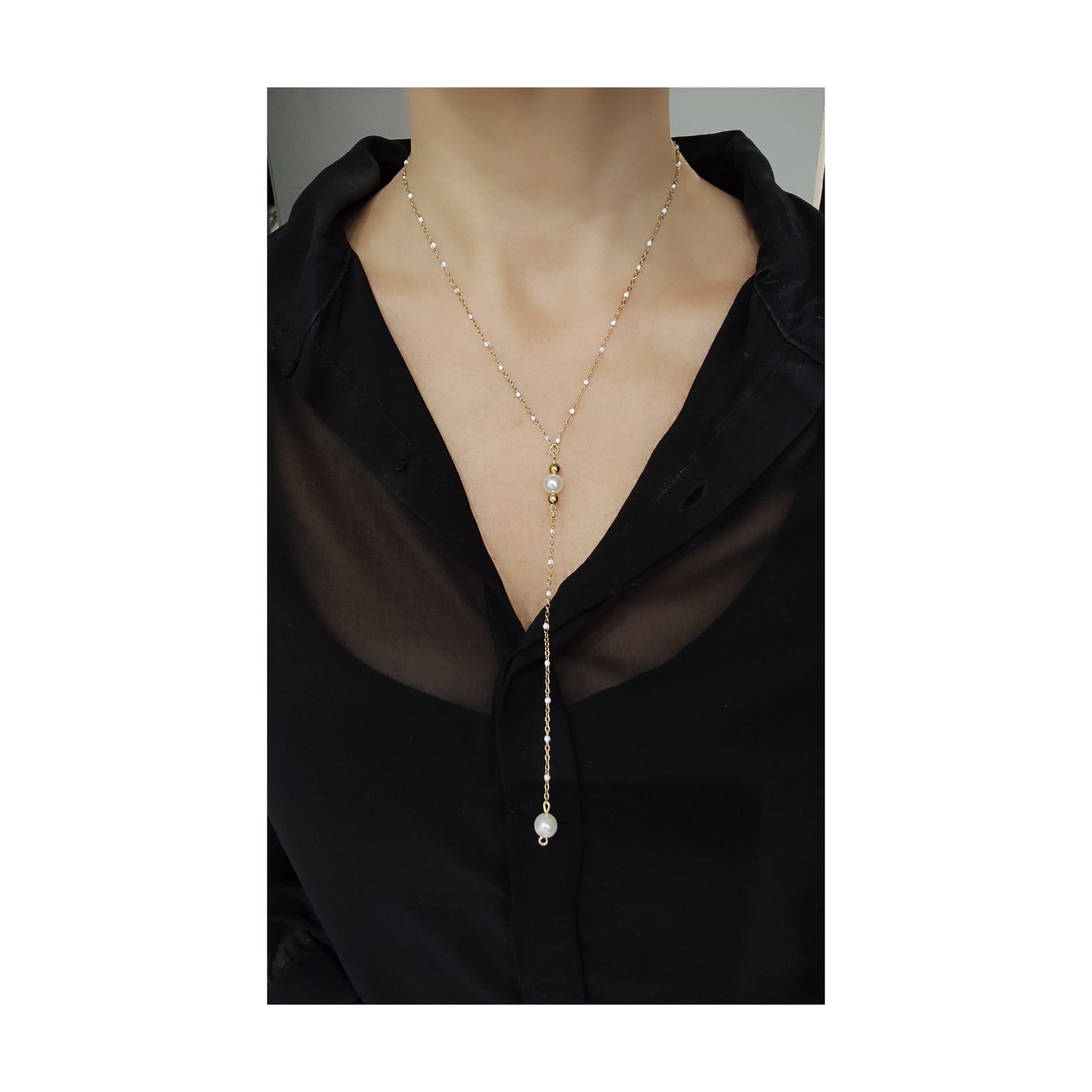 Collier en Y perles d'eau douce