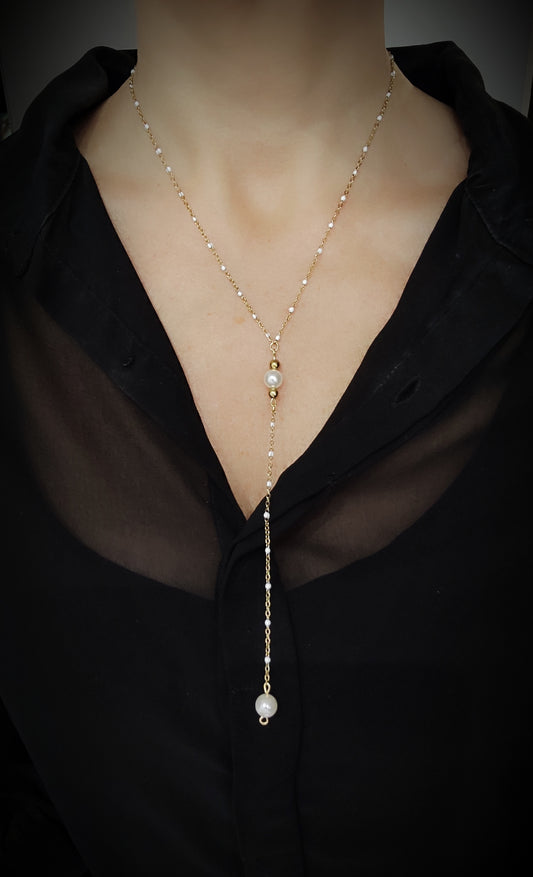 Collier en Y perles d'eau douce