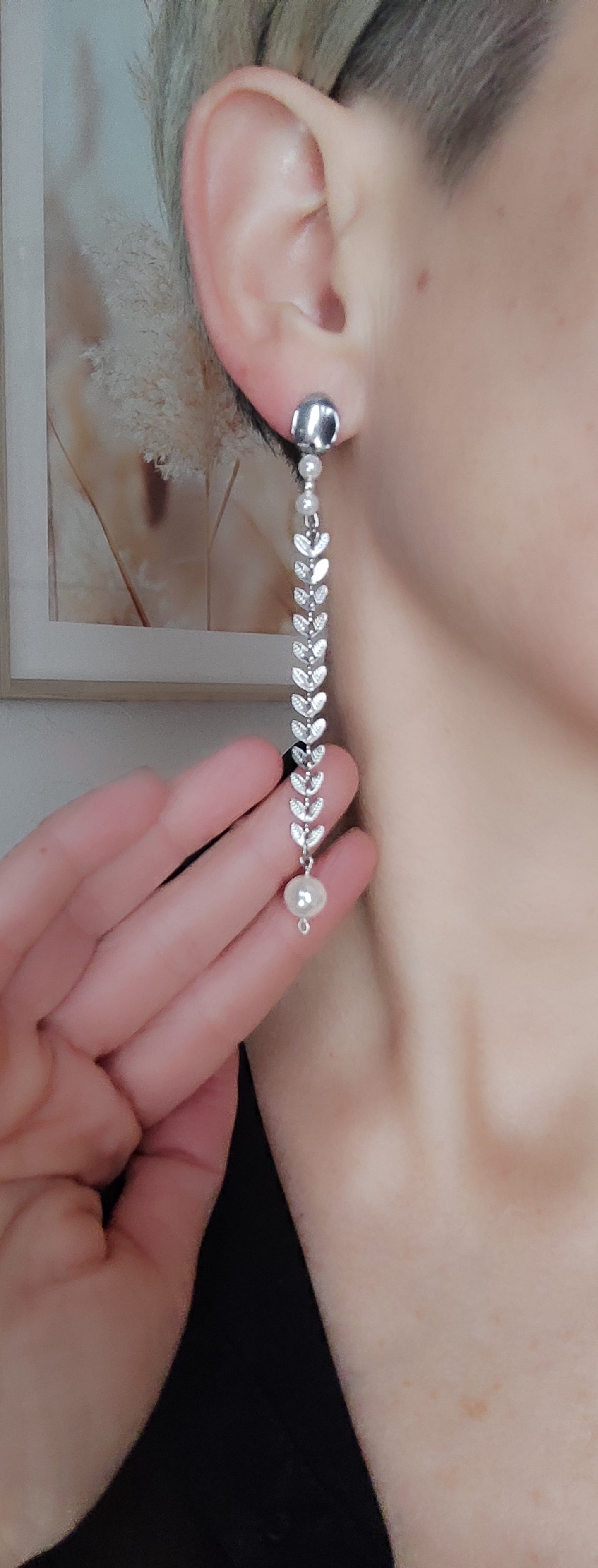 Boucles d'oreilles pendantes perles d'eau douce