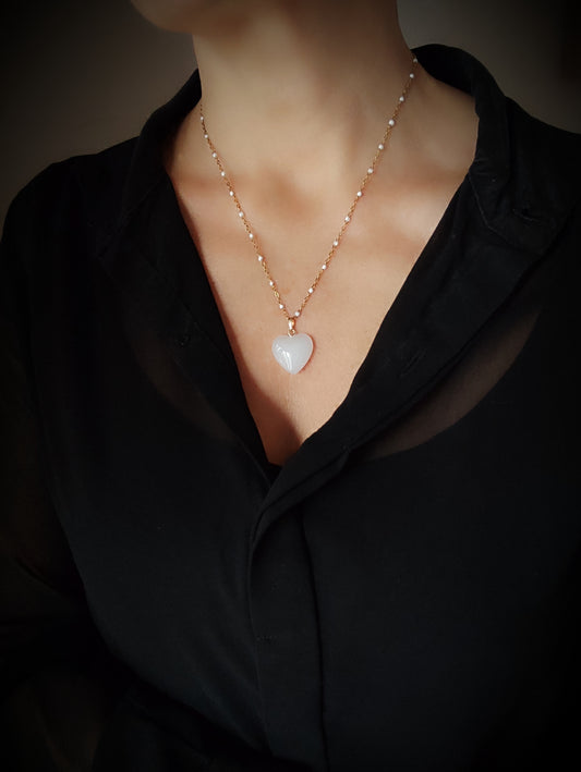 Collier coeur blanc Valentine