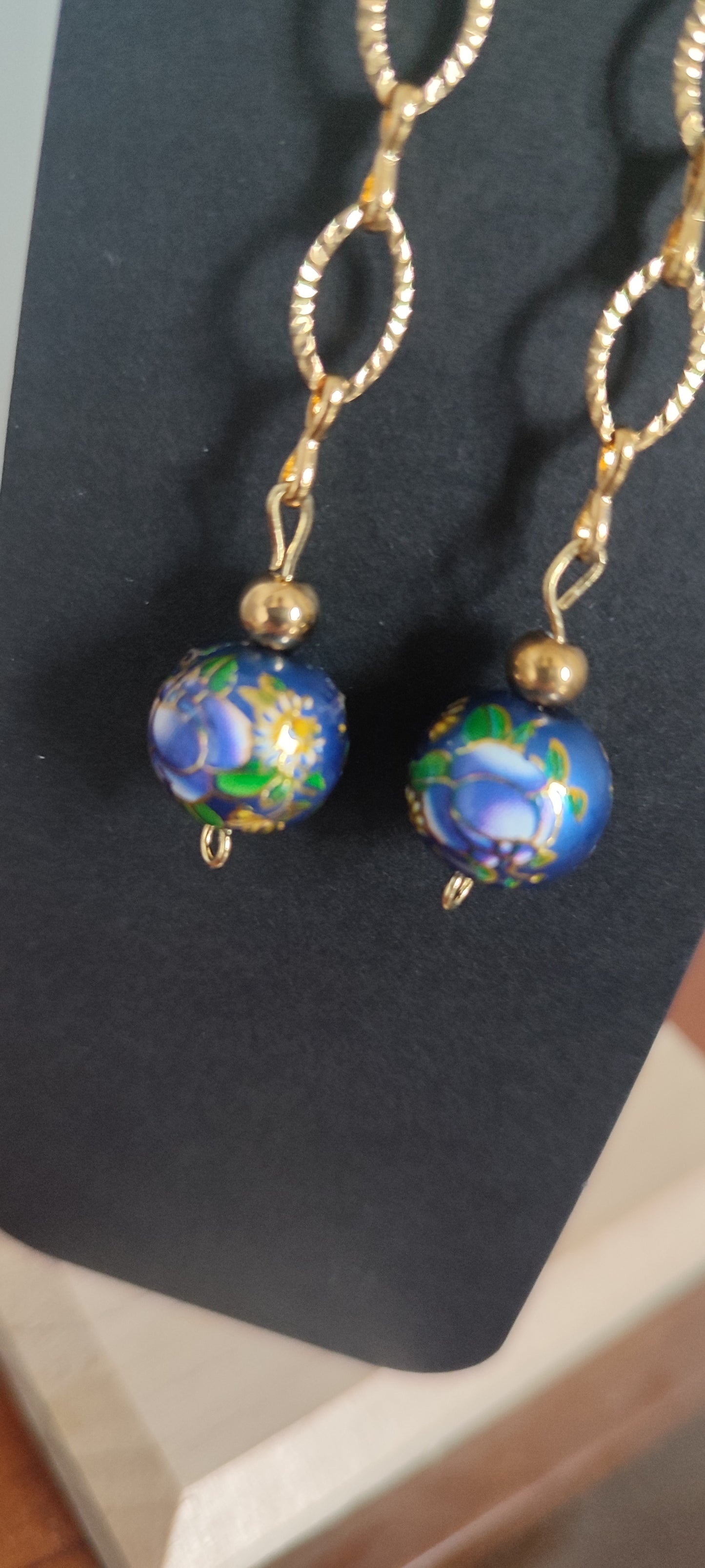 Boucles d'oreilles longues japonaises bleues