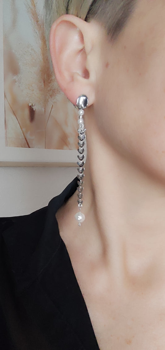 Boucles d'oreilles pendantes perles d'eau douce