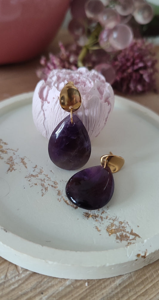 Boucles d'oreilles gouttes améthystes