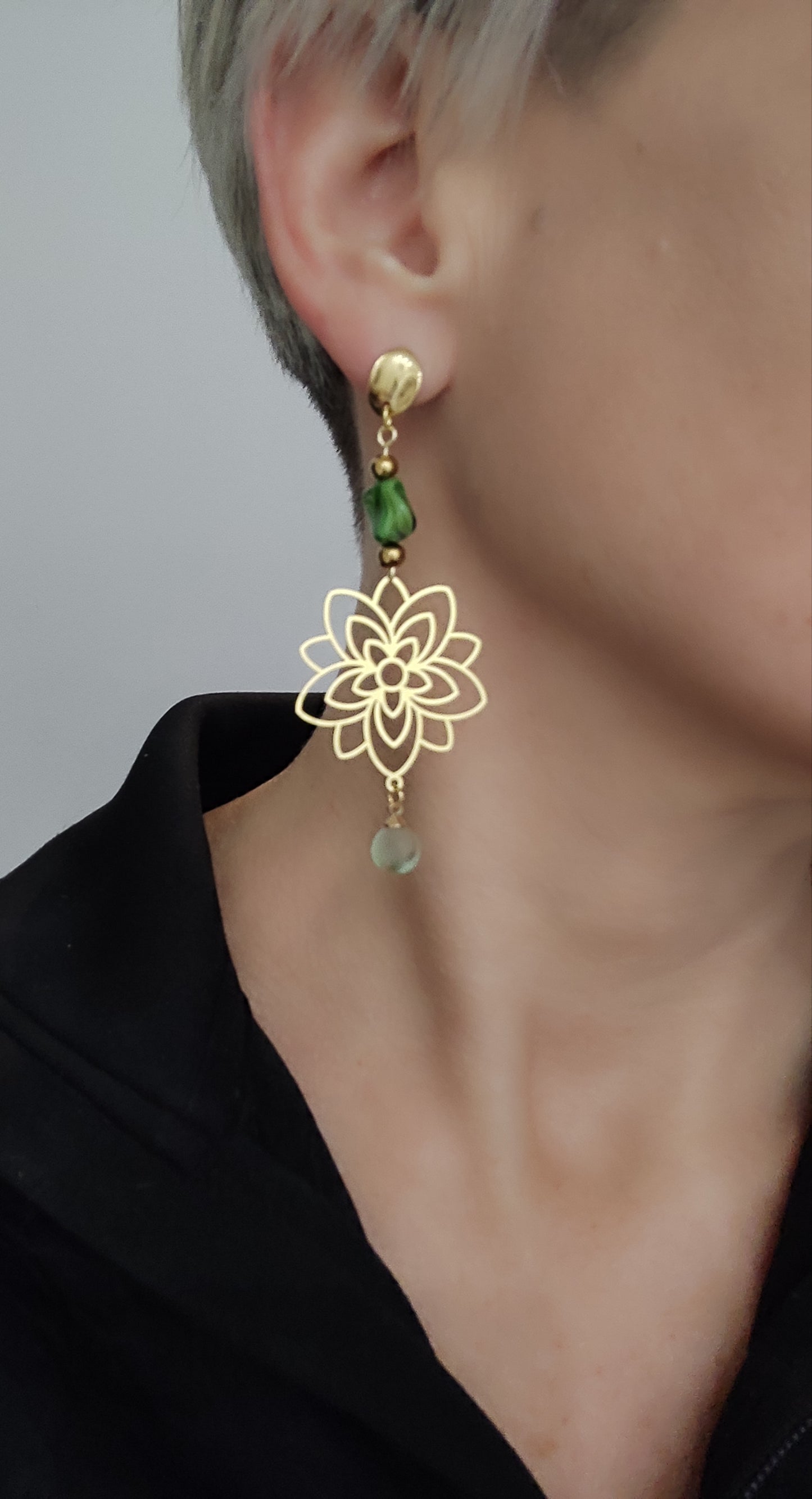 Boucles d'oreilles orientales vertes