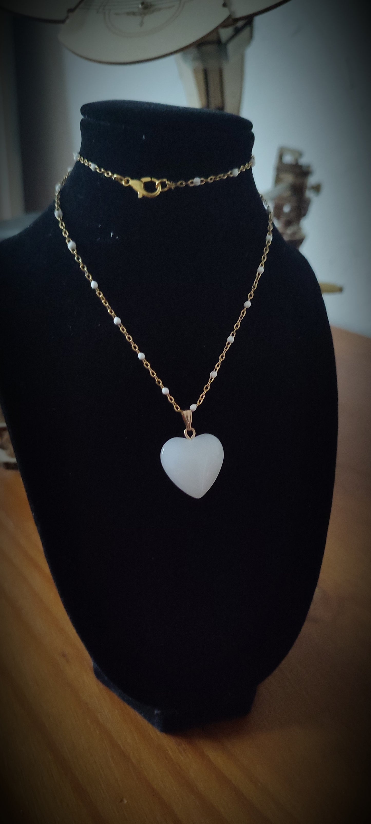 Collier coeur blanc Valentine