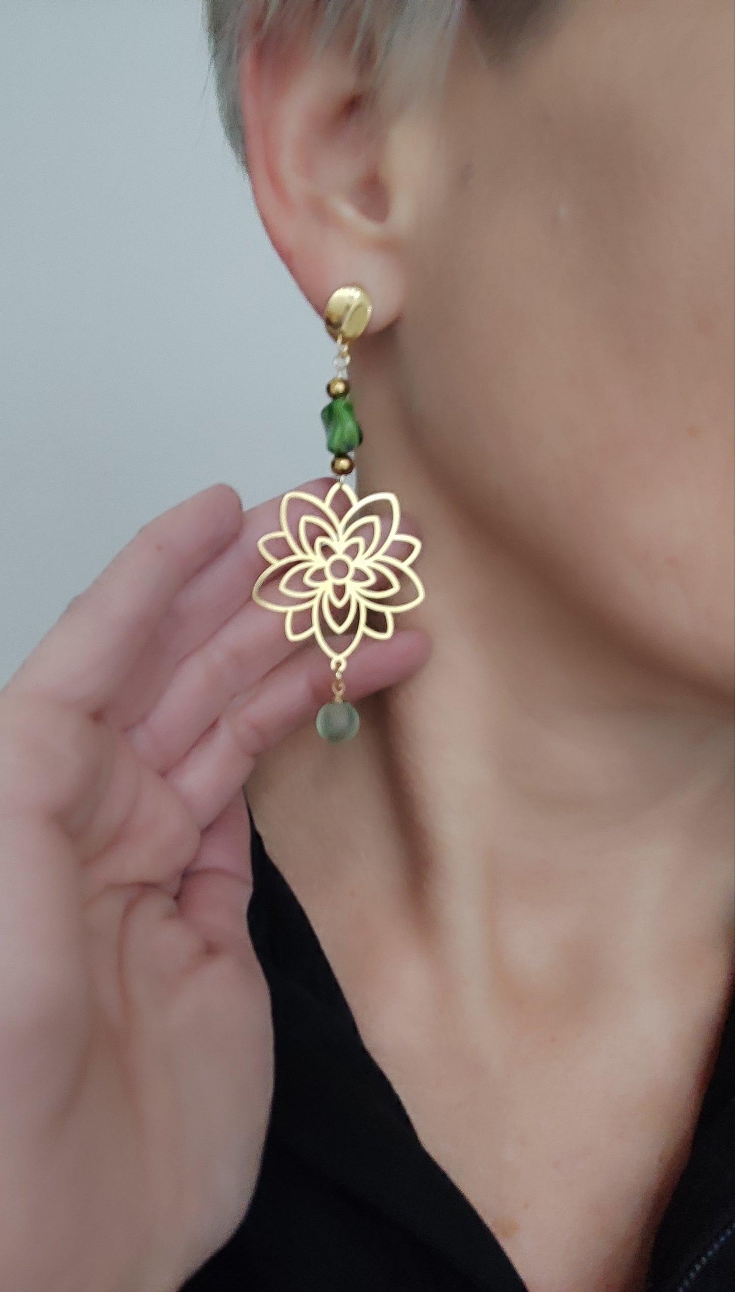 Boucles d'oreilles orientales vertes